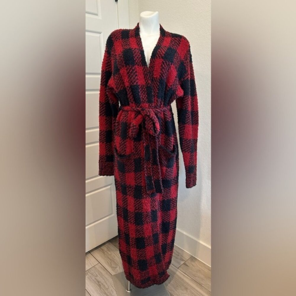 SKIMS Red and Black Plaid Robe Brick Buffalo Check S/M